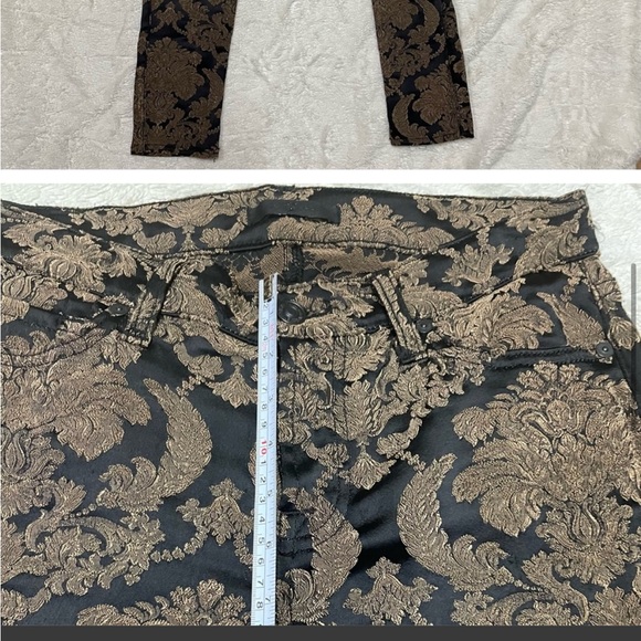 7 For All Mankind black / gold color tapestry skinny pants - Picture 10 of 16